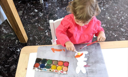 Lapin à l’aquarelle avec tampon en mousse