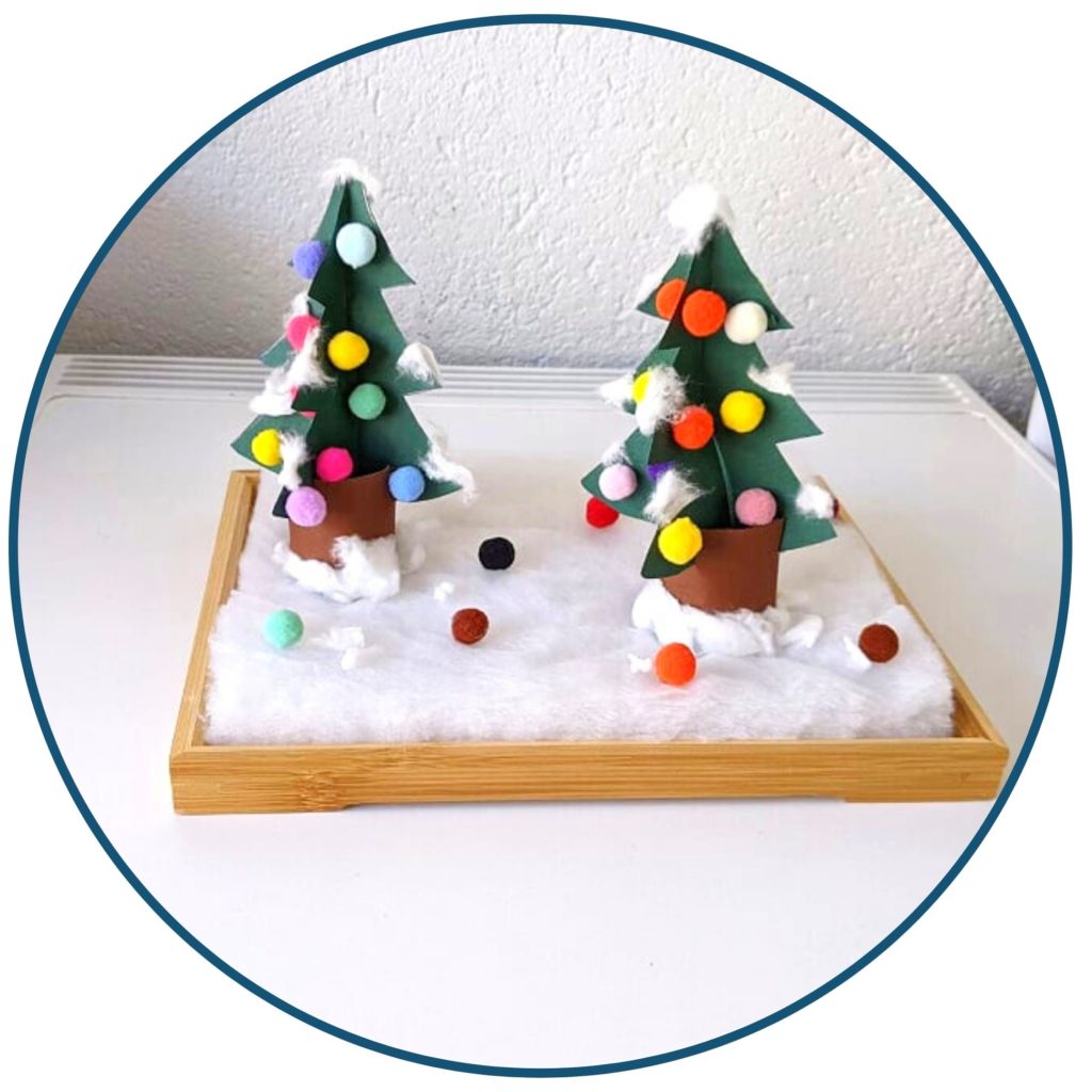 Sapin noël, pompon, activité bricolage, décoration, ouate, Hiver, Gommettes, Paillettes, Thème, Manuel, Créatif, Découpage, Assemblage