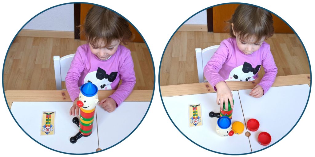 ravensburger clown, rapidité, concentration, réflexion, règles, âge, reproduction, tour, jeu, joueurs, pièces, tête, chapeau, chaussures, nez, fixation, cartes, déroulement, tee-shirt, Peppino, jeu de société