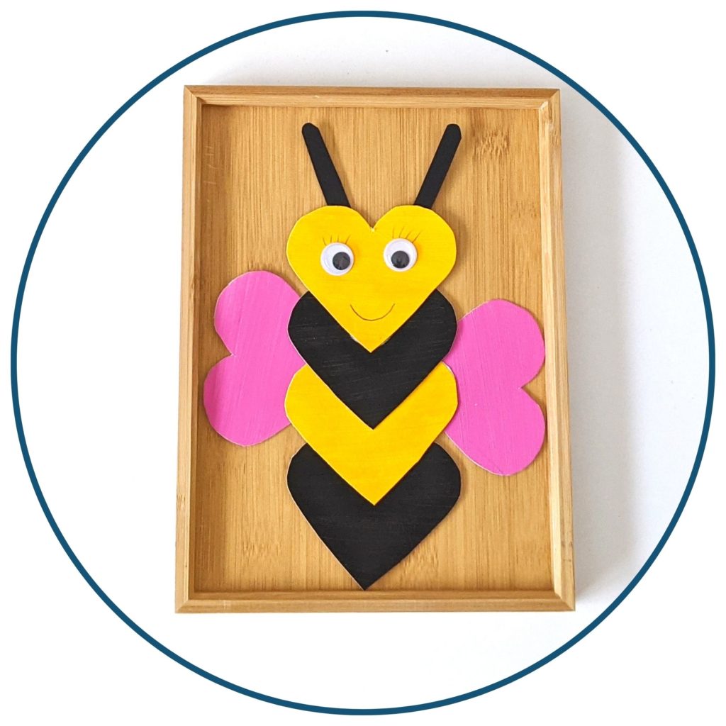 Abeilles, Gabarit, Cœurs, Peinture, Jaune, Noir, Mains, Doigts, Ailes, Rose, Blanc, Réaction, Assembler, Yeux, Antennes, Carton, loisirs créatifs, ateliers créatifs, bricolage, activité enfant