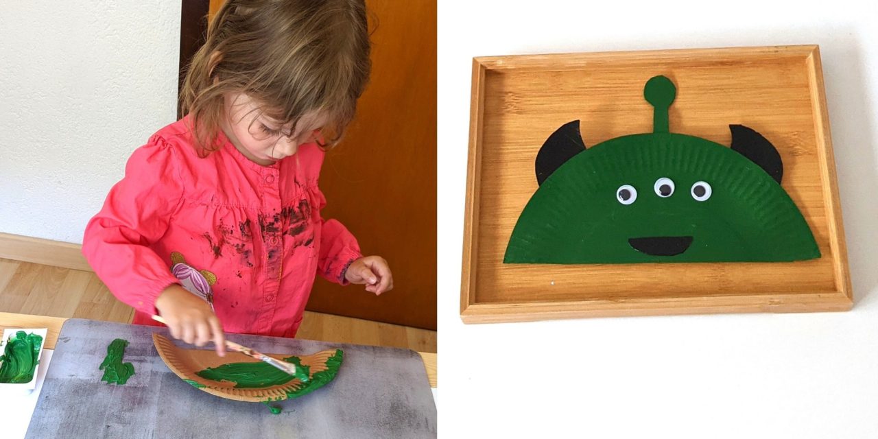 diy un extraterrestre avec une assiette en carton