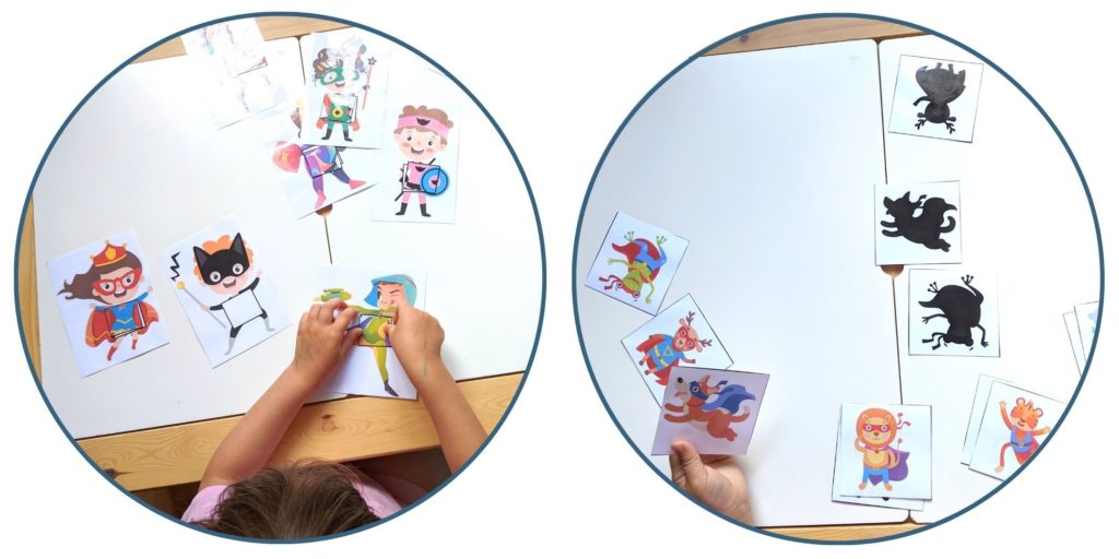 observation, concentration, jeu apprentissage, loisir créatifs, activité enfant, thème des super-héros, puzzles, énigmes, défis, activité d'association, super-héros, ludique, développement cognitif, motricité fine, créativité.